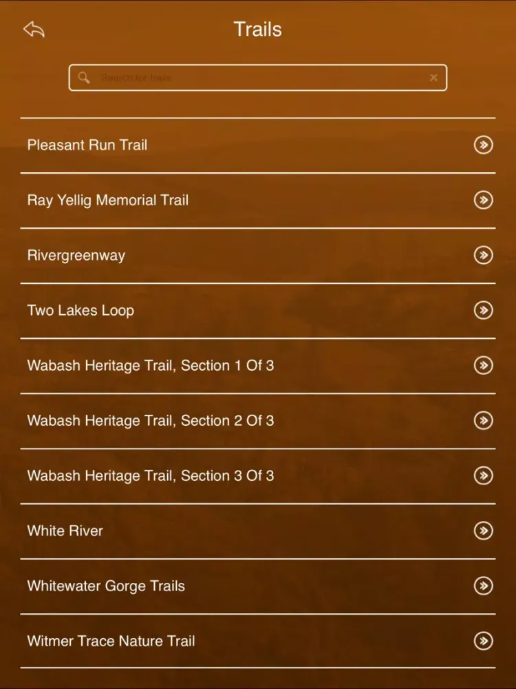 Ảnh chụp màn hình của Indiana Trails iPad 