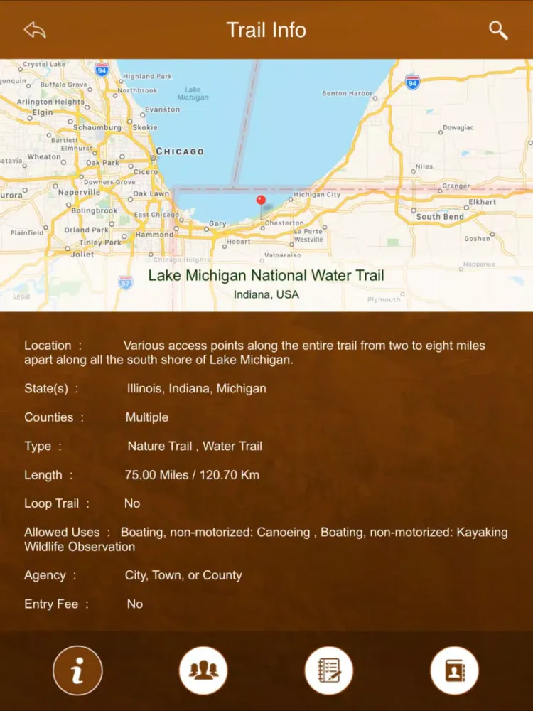 Ảnh chụp màn hình của Indiana Trails iPad 