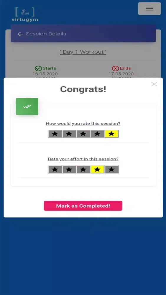 Screenshot di VirtuGym (Athlete)