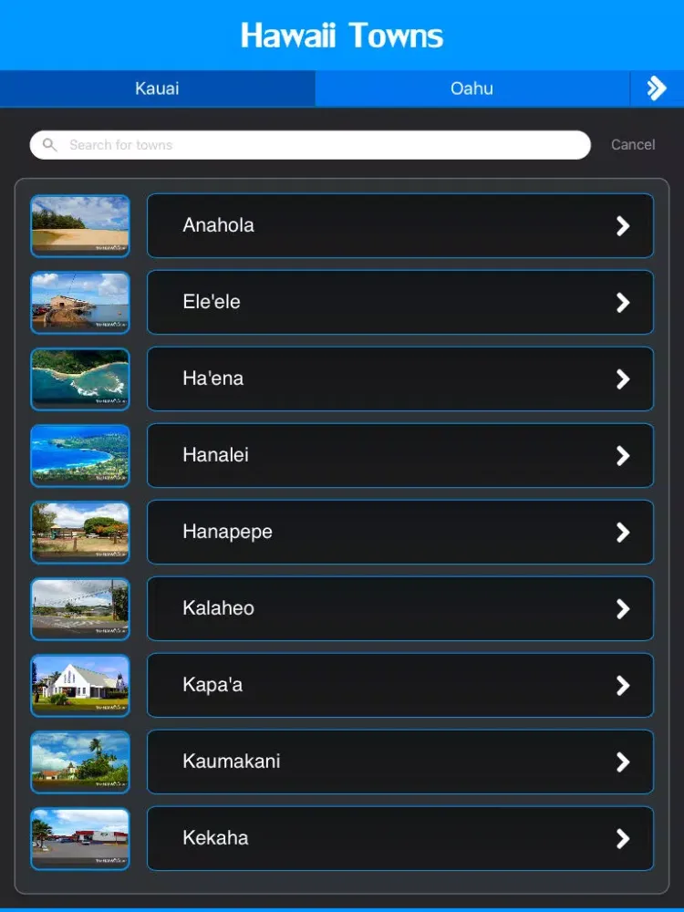 Capturas de tela do Hawaii Cities and Towns iPad 