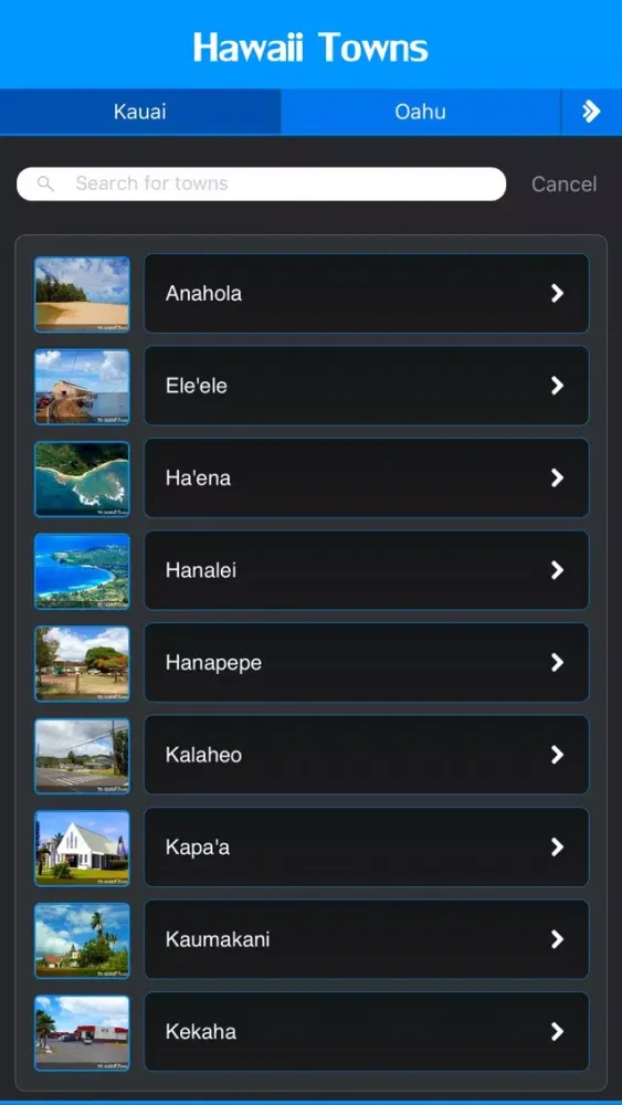 Capturas de tela do Hawaii Cities and Towns
