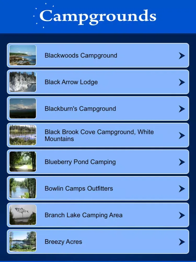 Maine Campgrounds & RV Parks iPad  Screenshots