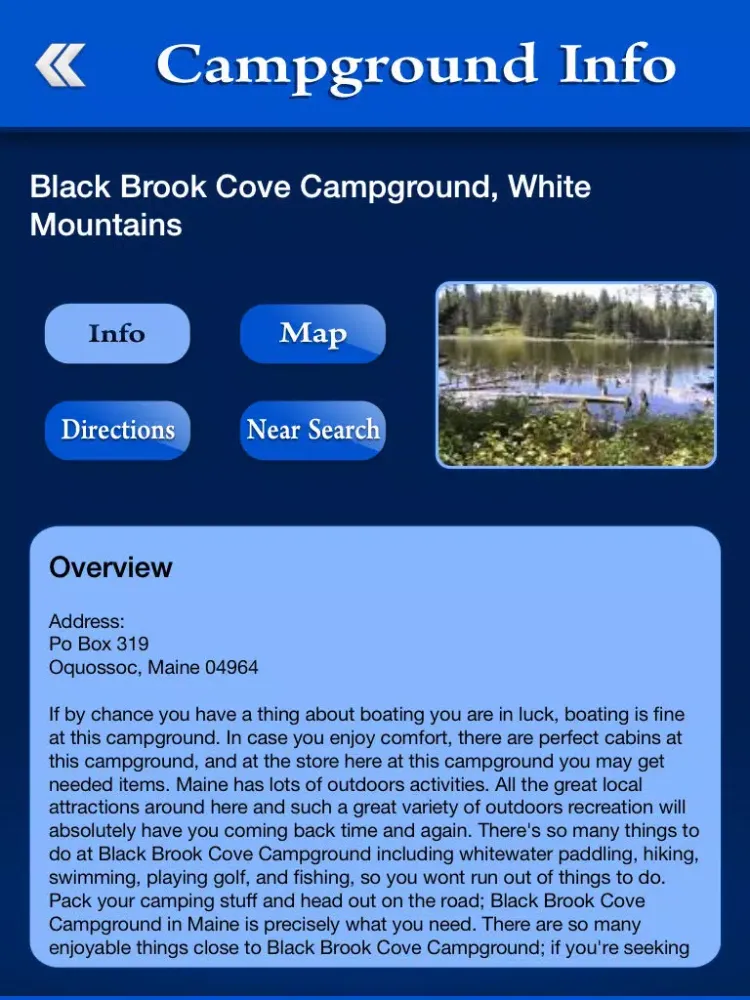 Maine Campgrounds & RV Parks iPad  Screenshots
