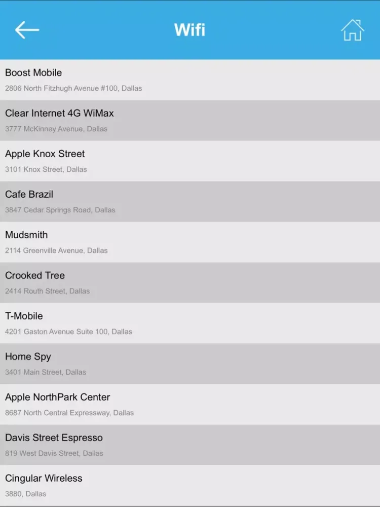 Capturas de tela do Dallas City Wifi Hotspots iPad 