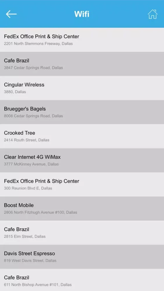 Capturas de tela do Dallas City Wifi Hotspots