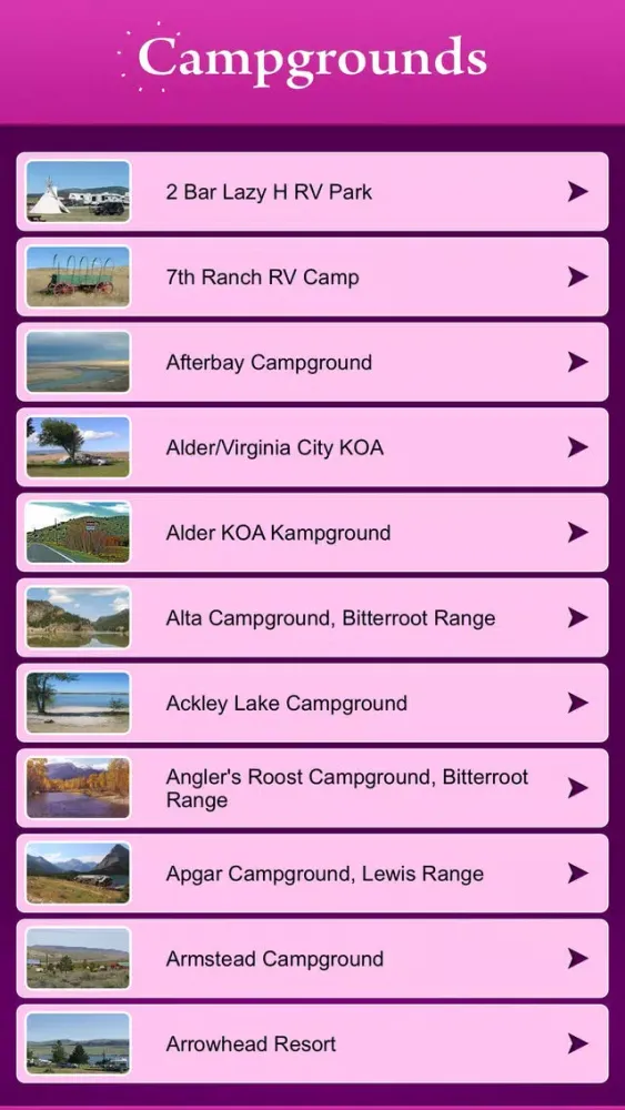 Скриншоты Montana Campgrounds & RV Parks