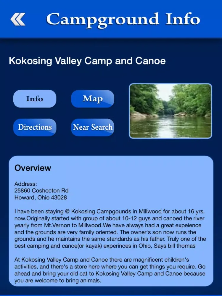 ภาพหน้าจอของ Ohio Campgrounds and RV Parks iPad 