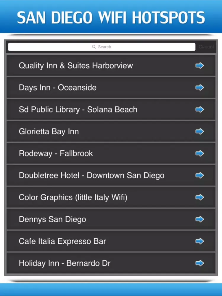 San Diego Wifi Hotspots iPad  Screenshots