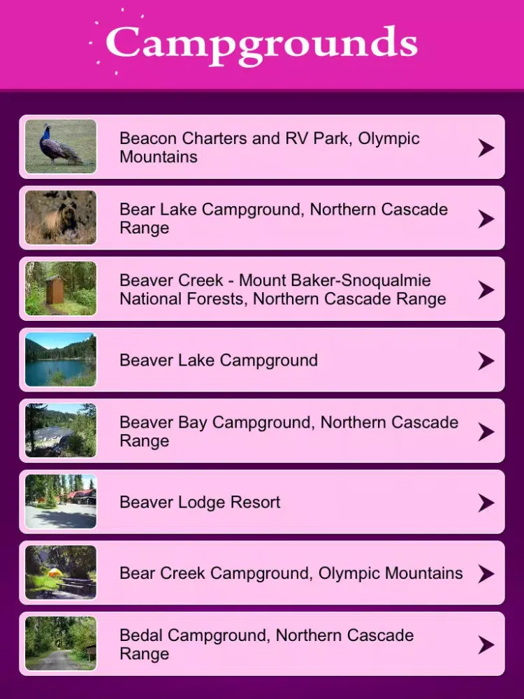 Tangkapan layar Washington Campgrounds and RV Parks iPad 