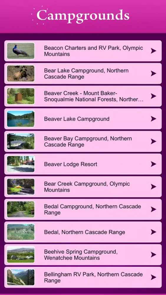 Tangkapan layar Washington Campgrounds and RV Parks