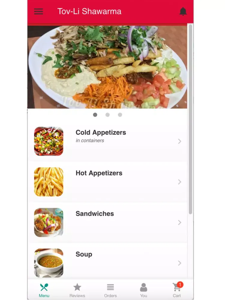 Tangkapan layar Tov-Li Shawarma iPad 