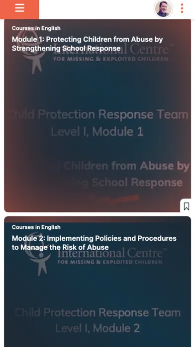 Capturas de pantalla de ICMEC Online Learning Platform
