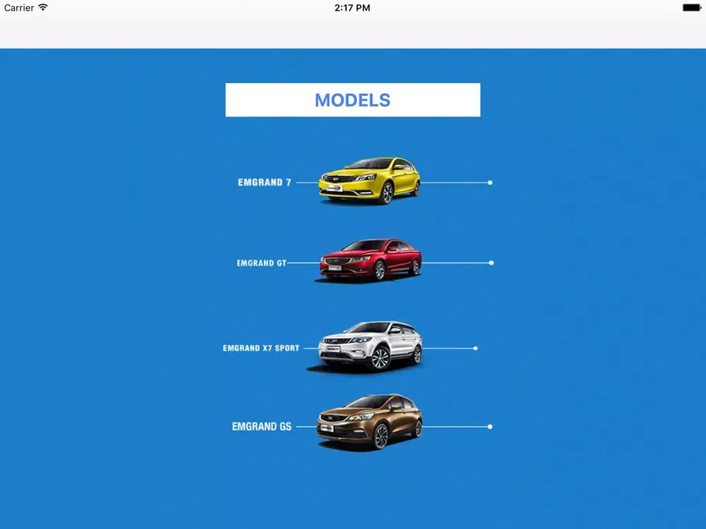Capturas de tela do Geely Oman iPad 