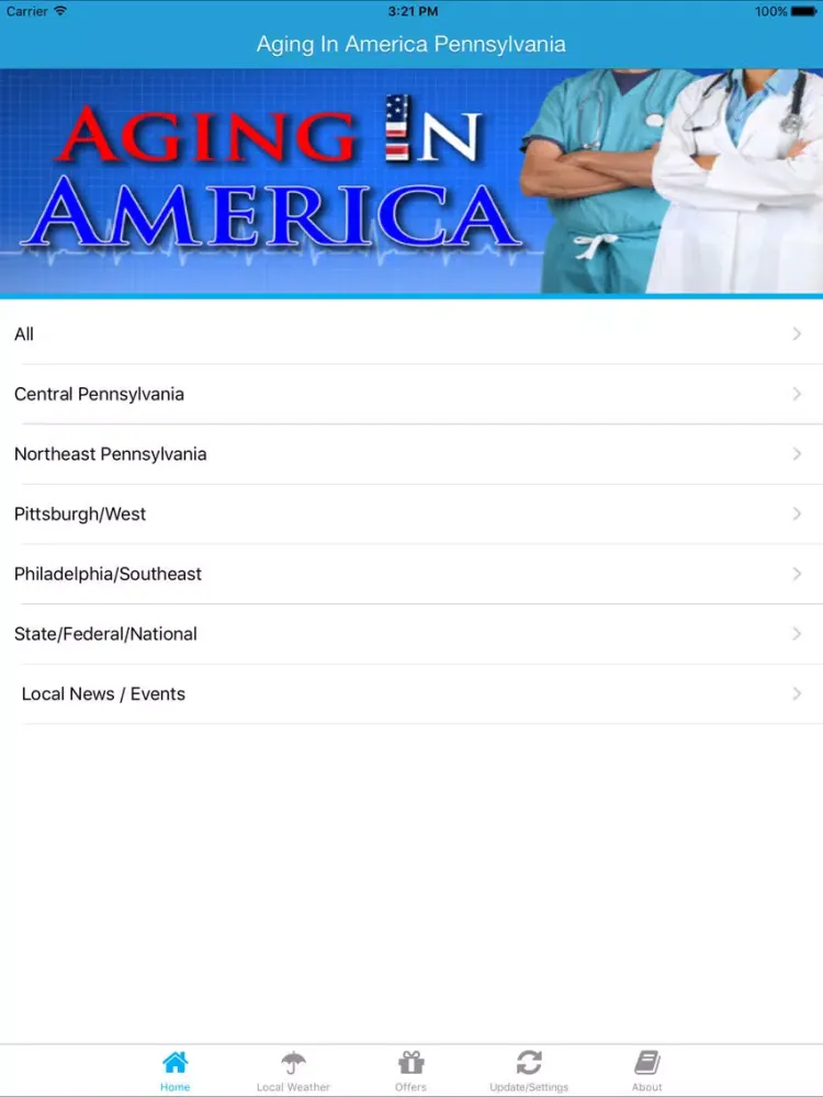 Tangkapan layar Aging in America Pennsylvania iPad 