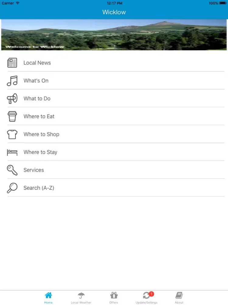 Capturas de tela do Wicklow App iPad 