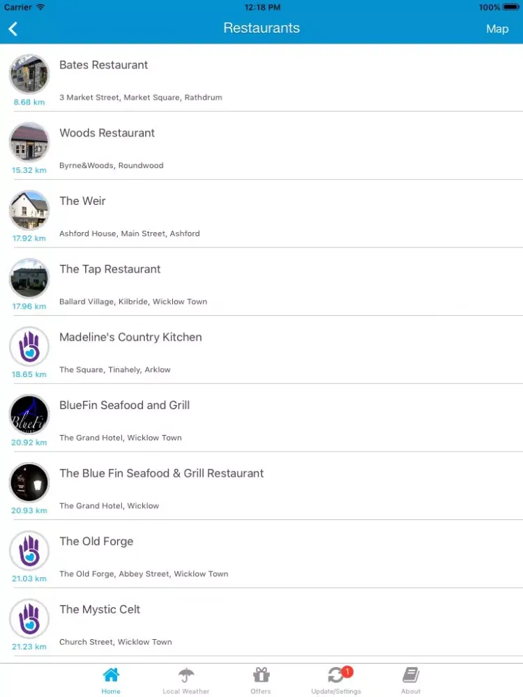 Capturas de tela do Wicklow App iPad 