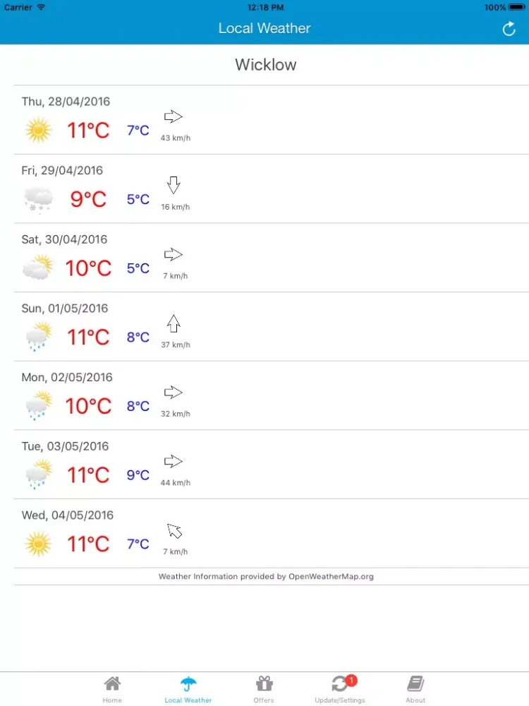 Capturas de tela do Wicklow App iPad 