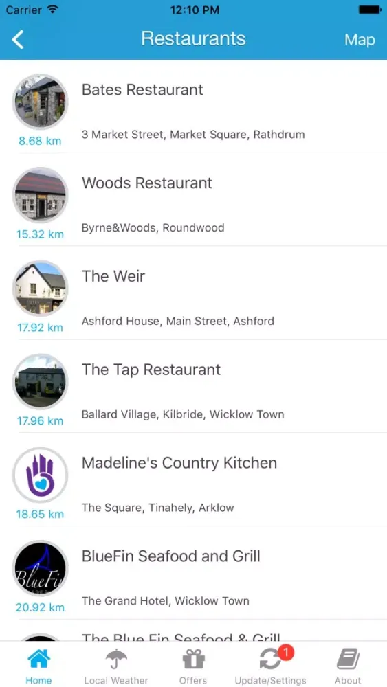 Capturas de tela do Wicklow App