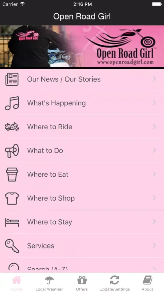 Ảnh chụp màn hình của Open Road Girl App