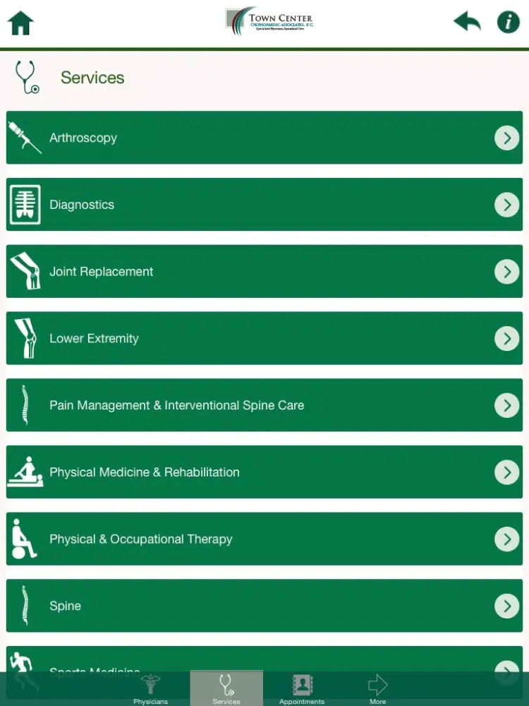 Town Center Orthopaedic Associates, P.C. iPad  スクリーンショット