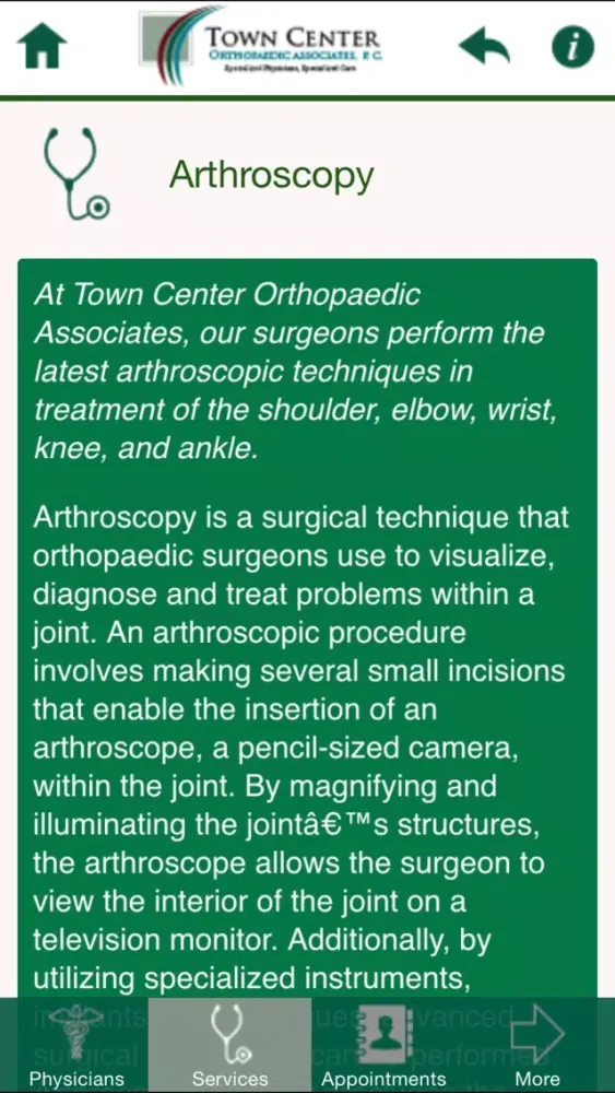 Town Center Orthopaedic Associates, P.C. スクリーンショット