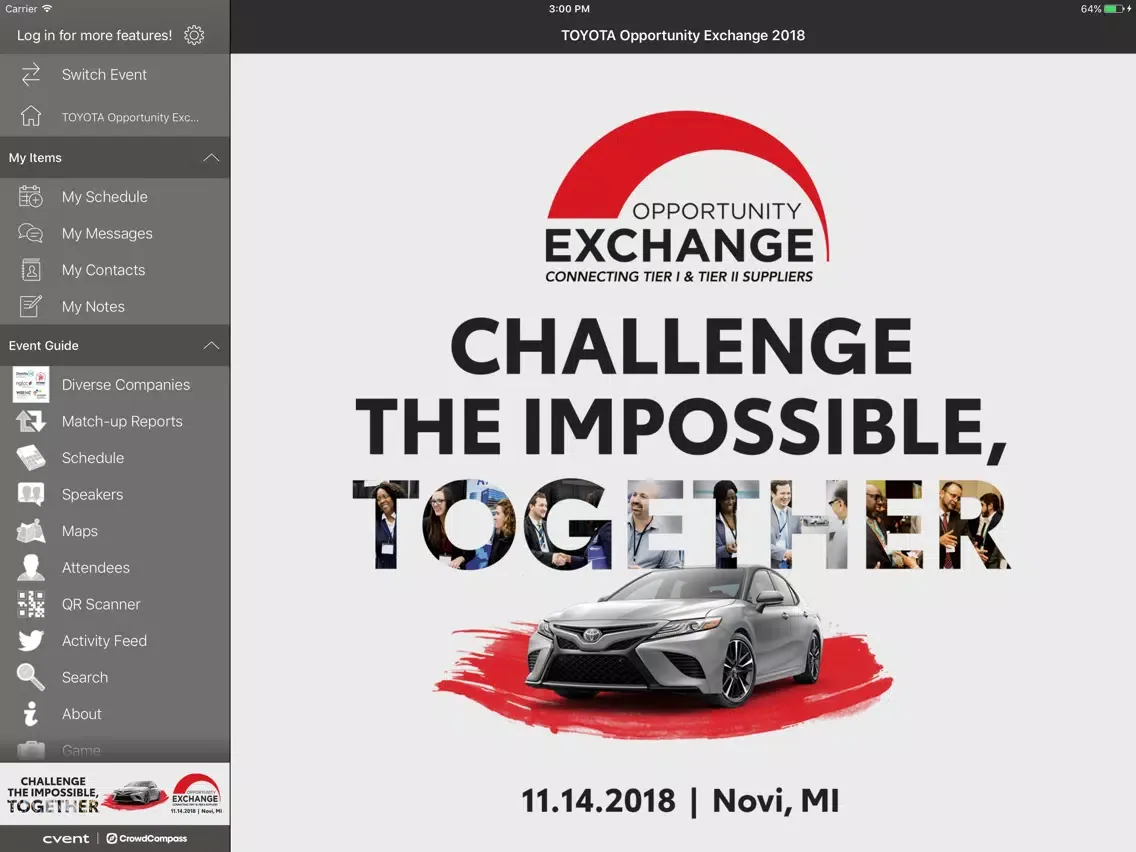 Screenshot di Toyota Exchanges iPad 