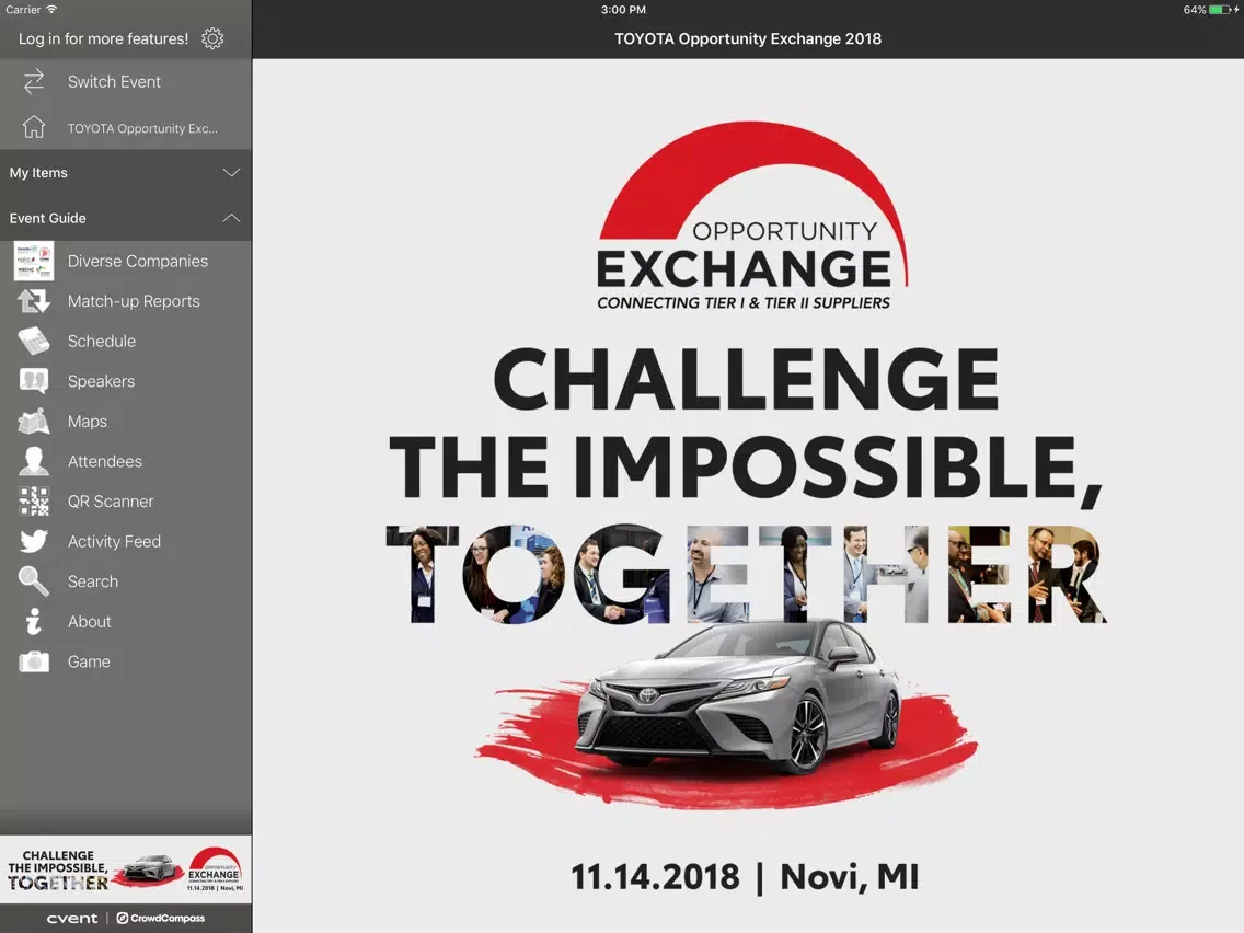 Screenshot di Toyota Exchanges iPad 