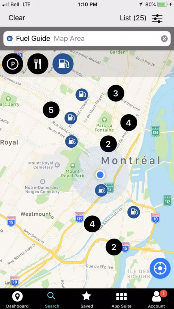 Ảnh chụp màn hình của Lexus Enform App Suite