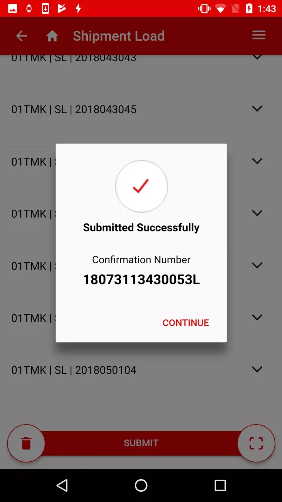 Shipping Confirmation System スクリーンショット