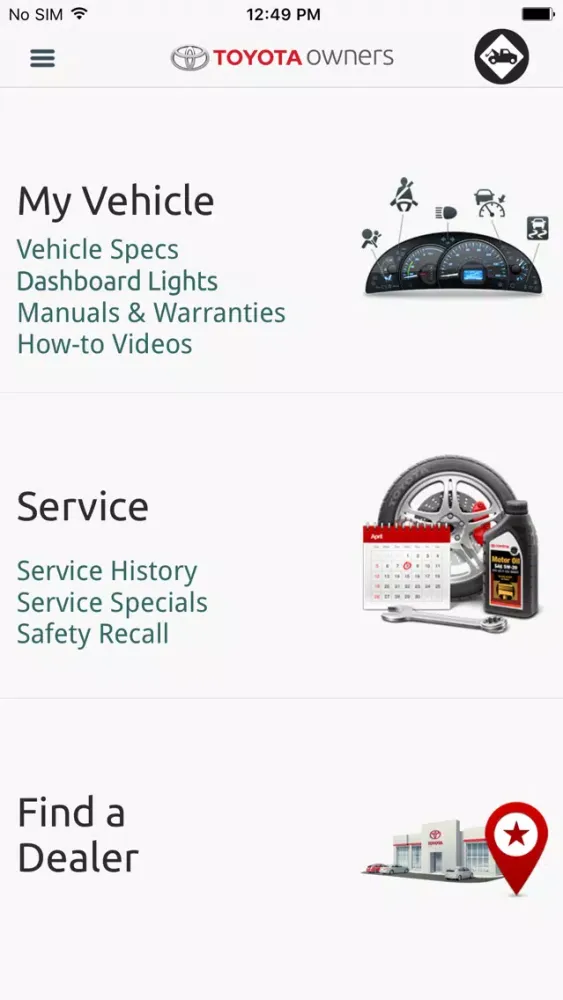 Capturas de tela do Toyota Owners
