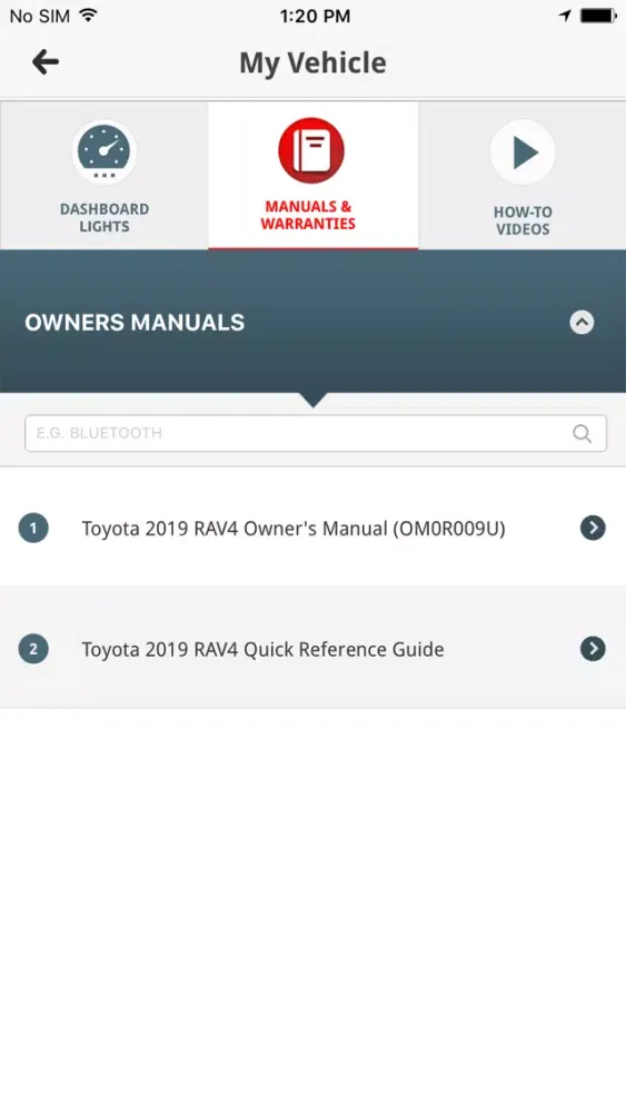 Capturas de tela do Toyota Owners