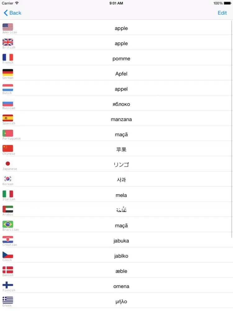 Learning Spanish (European) Basic 400 Words iPad 应用截图