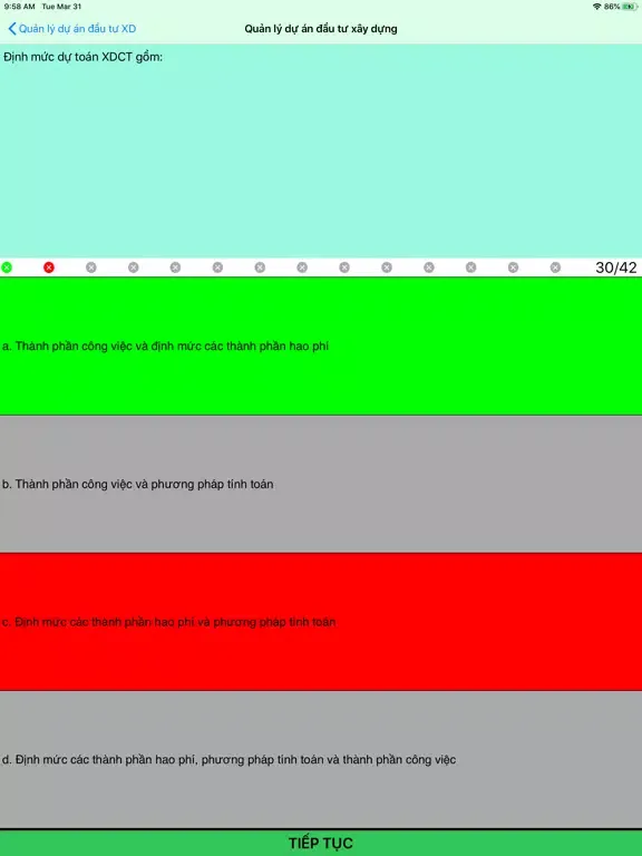Zrzuty ekranu Phần mềm sát hạch tư vấn XD iPad 
