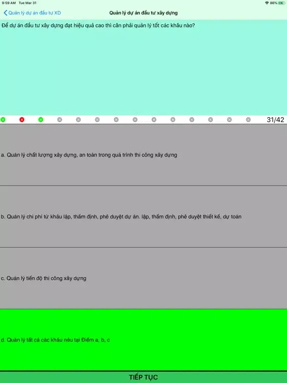 Zrzuty ekranu Phần mềm sát hạch tư vấn XD iPad 
