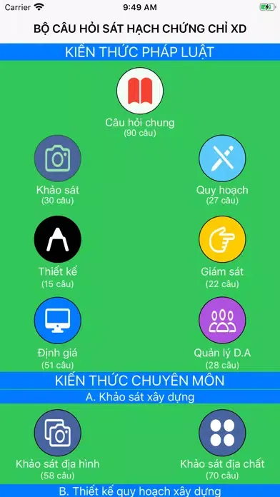 Zrzuty ekranu Phần mềm sát hạch tư vấn XD