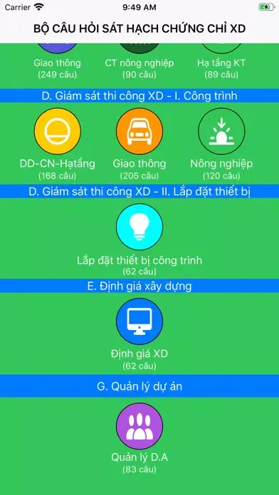 Zrzuty ekranu Phần mềm sát hạch tư vấn XD