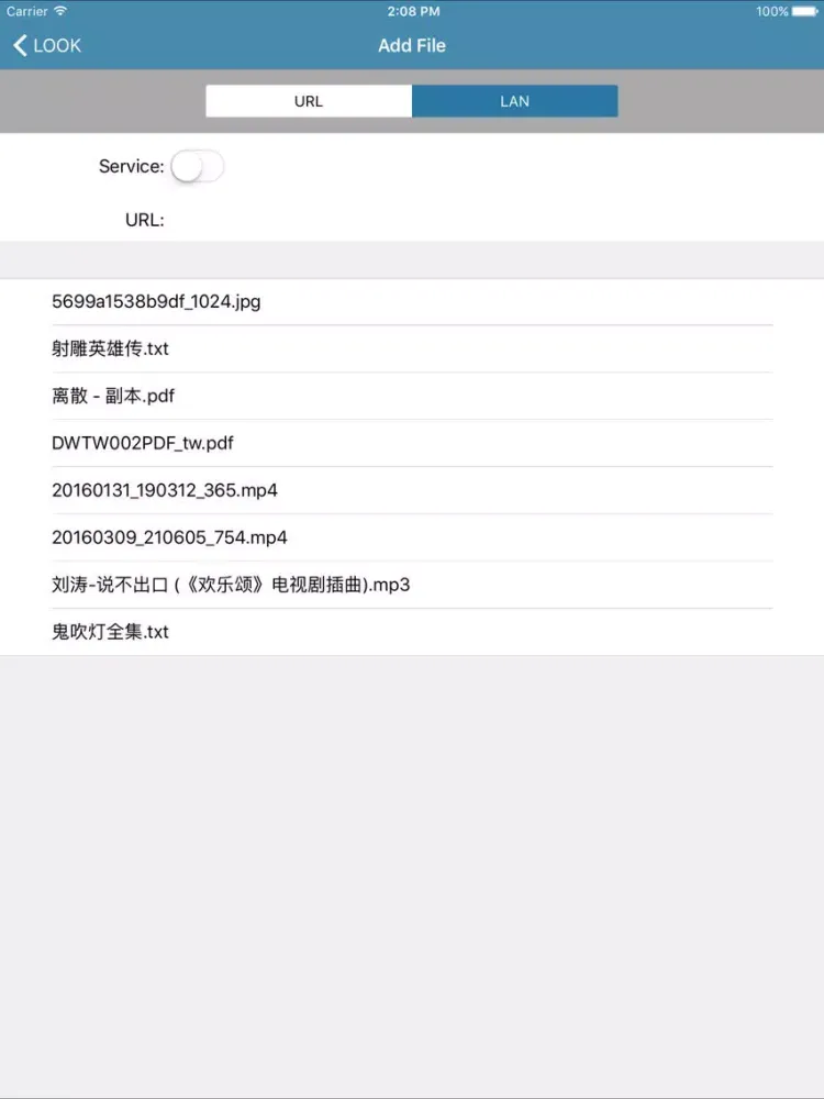 Tangkapan layar LOOK - private media text file transfer management iPad 