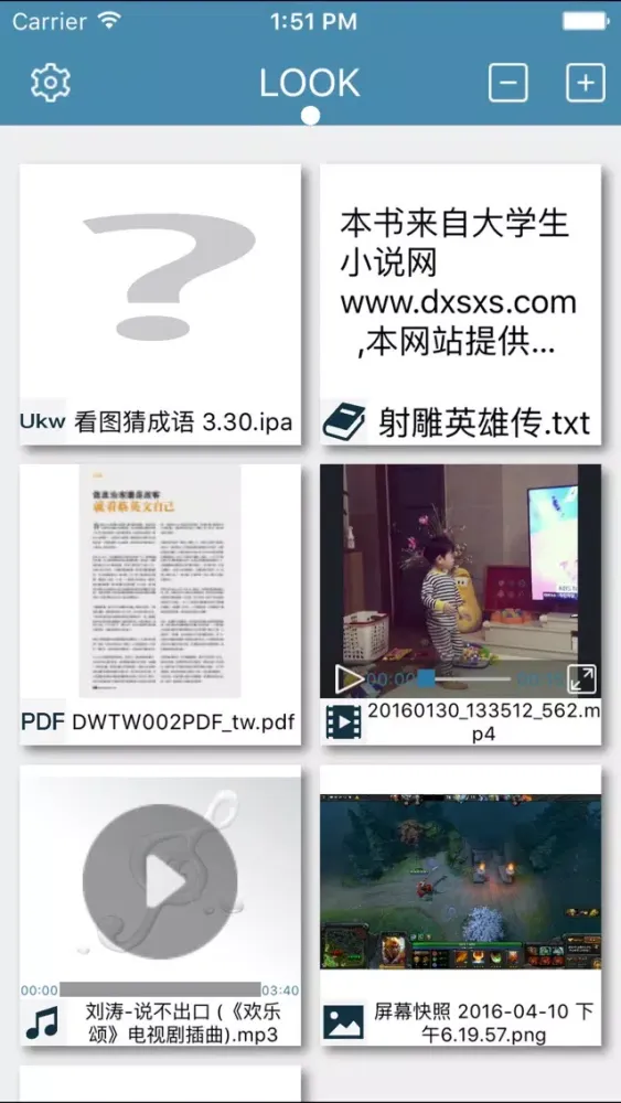 Tangkapan layar LOOK - private media text file transfer management