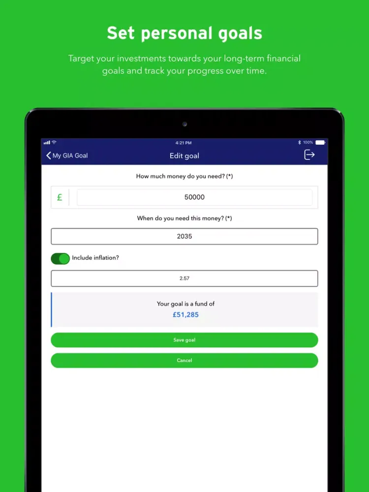 Tangkapan skrin True Potential Investor iPad 