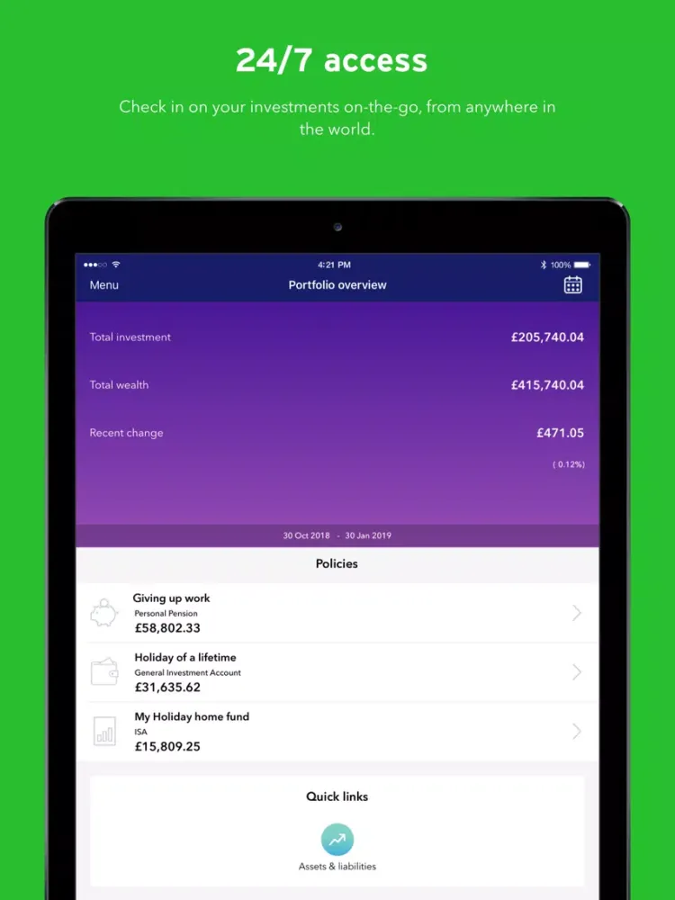 Tangkapan skrin True Potential Investor iPad 