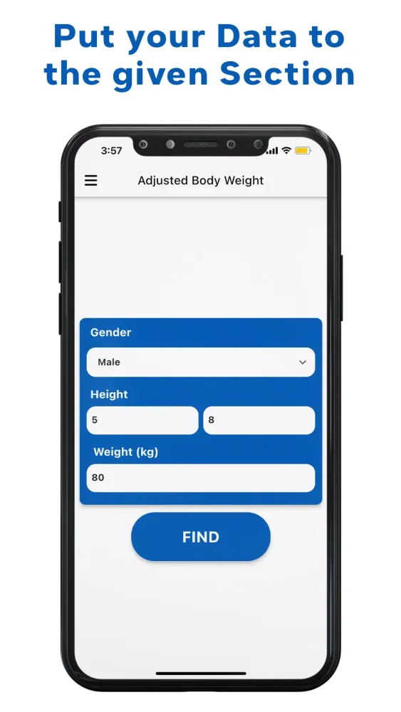 Adjusted Body Weight Calculate Screenshots