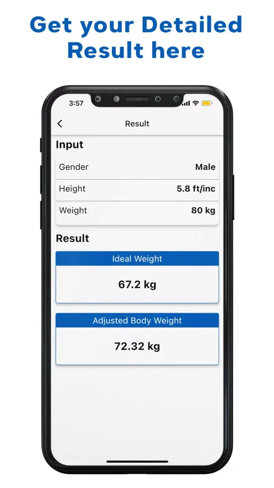 Adjusted Body Weight Calculate Screenshots