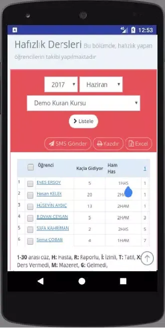e-Kurankursu Öğrenci Bilgi Screenshots