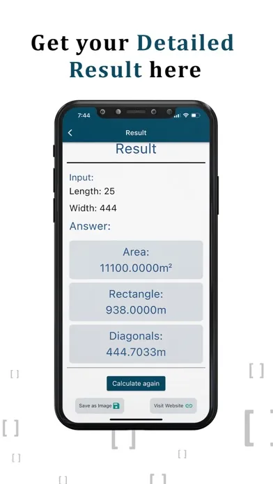 ภาพหน้าจอของ Area of Rectangle Calculator