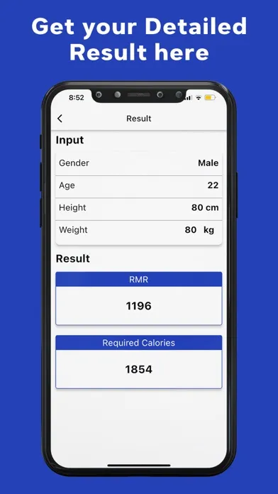 Captures d'écran de RMR Calculator: Daily Calories