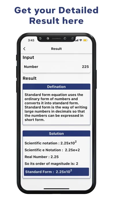 Captures d'écran de Standard Notation Form Calc