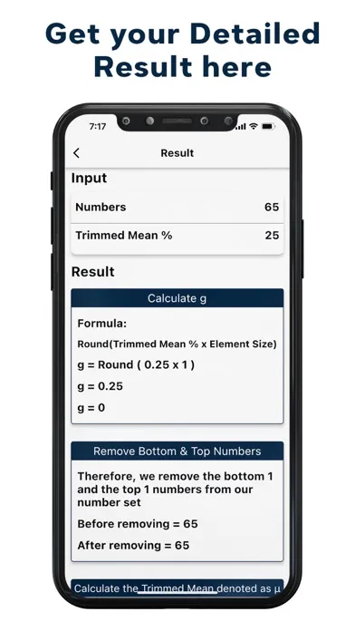 Captures d'écran de Trimmed Mean Calculator