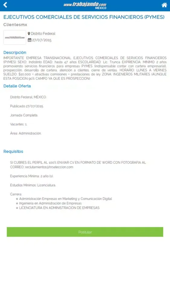 Ảnh chụp màn hình của Empleos - Trabajando México