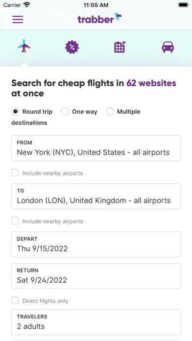 Trabber: Flights, Hotels, Cars स्क्रीनशॉट