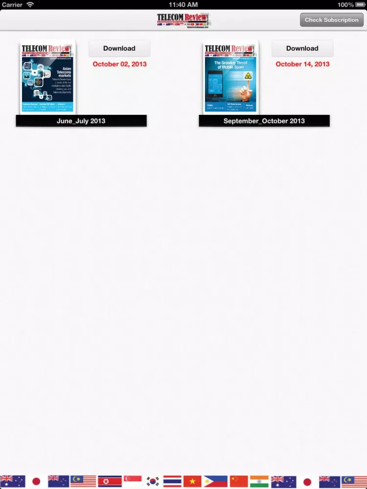 Tangkapan layar Telecom Review Asia iPad 